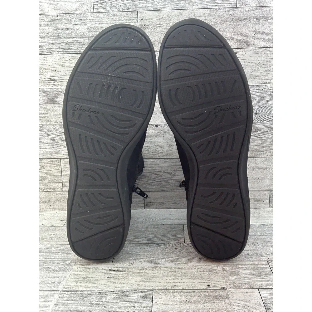Skechers Boots Womens Size 11 Black BBK‎ 167251 Faux Fur Lined Zip Ankle Shoes